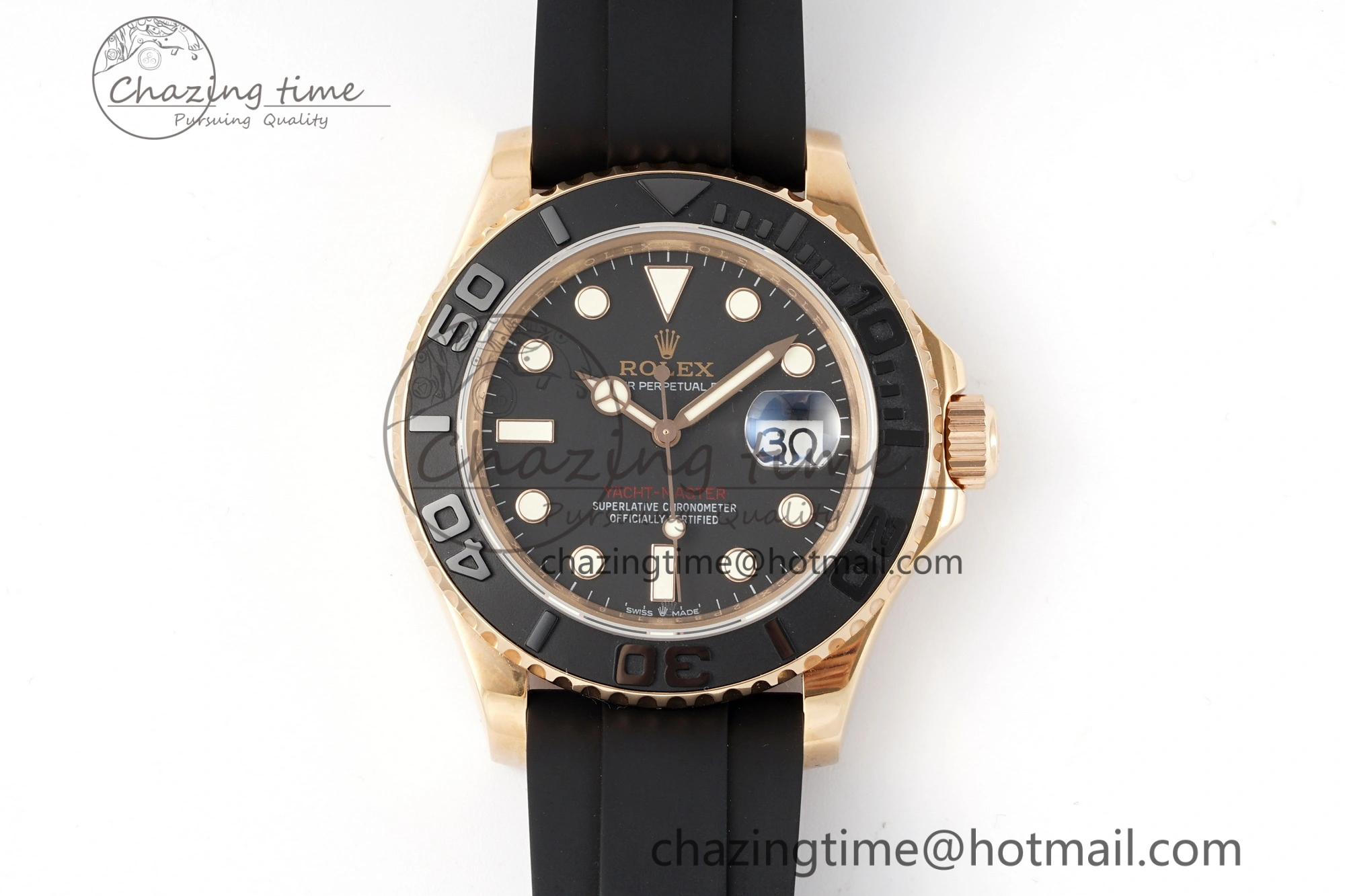 NewStyle Yacht-Master 126655 RG APSF Best Edition Black Dial on Black Rubber Strap A 1949
