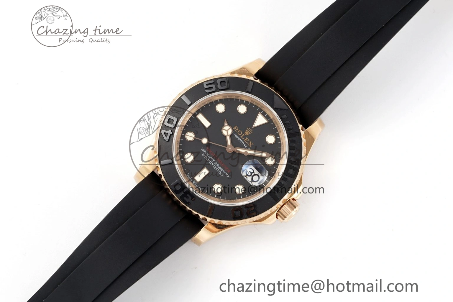 NewStyle Yacht-Master 126655 RG APSF Best Edition Black Dial on Black Rubber Strap A 1949
