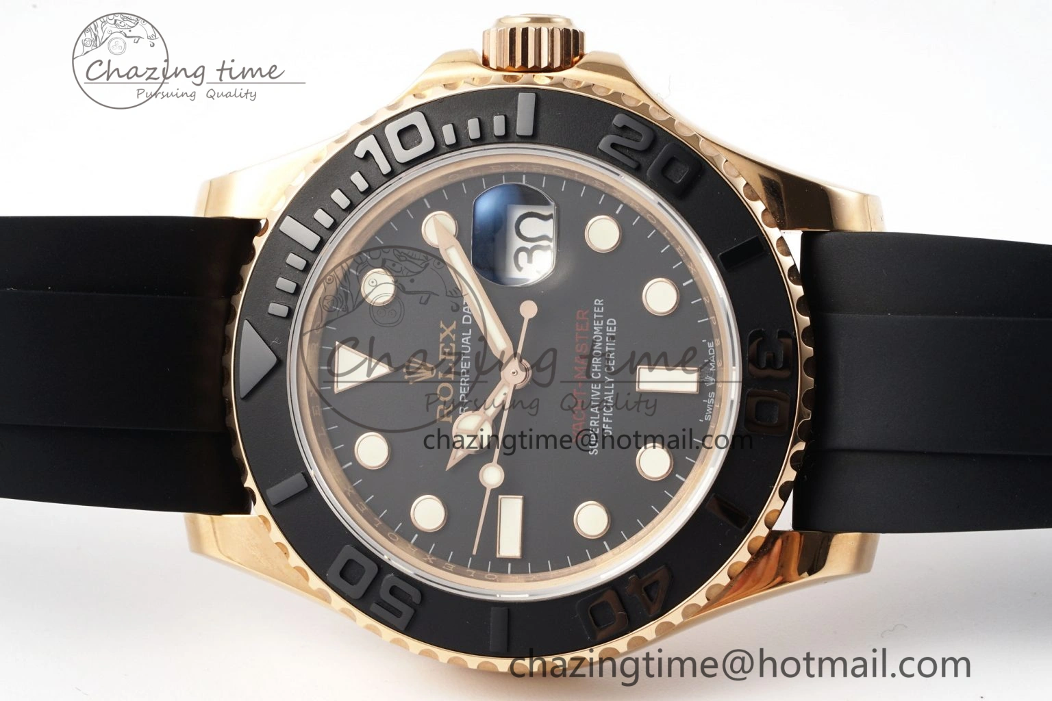 NewStyle Yacht-Master 126655 RG APSF Best Edition Black Dial on Black Rubber Strap A 1949