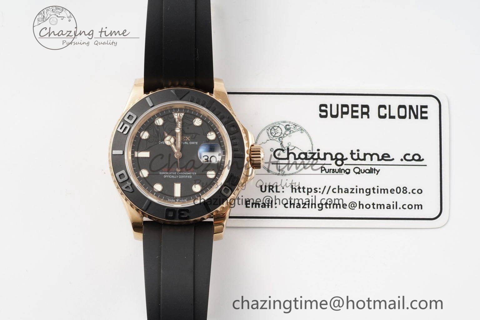 NewStyle Yacht-Master 126655 RG APSF Best Edition Black Dial on Black Rubber Strap A 1949