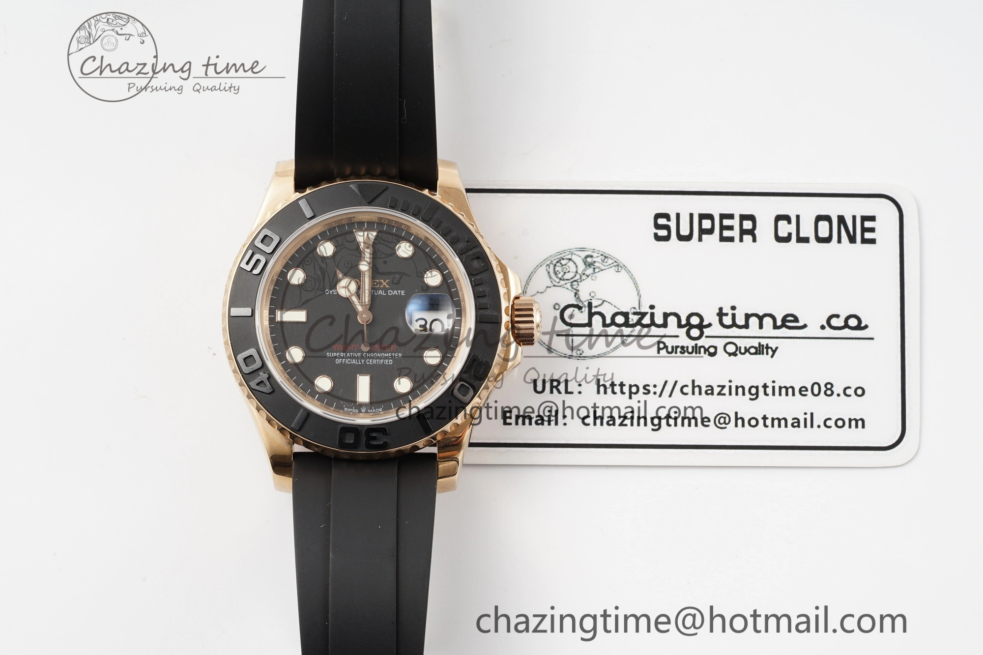 NewStyle Yacht-Master 126655 RG APSF Best Edition Black Dial on Black Rubber Strap A 1949