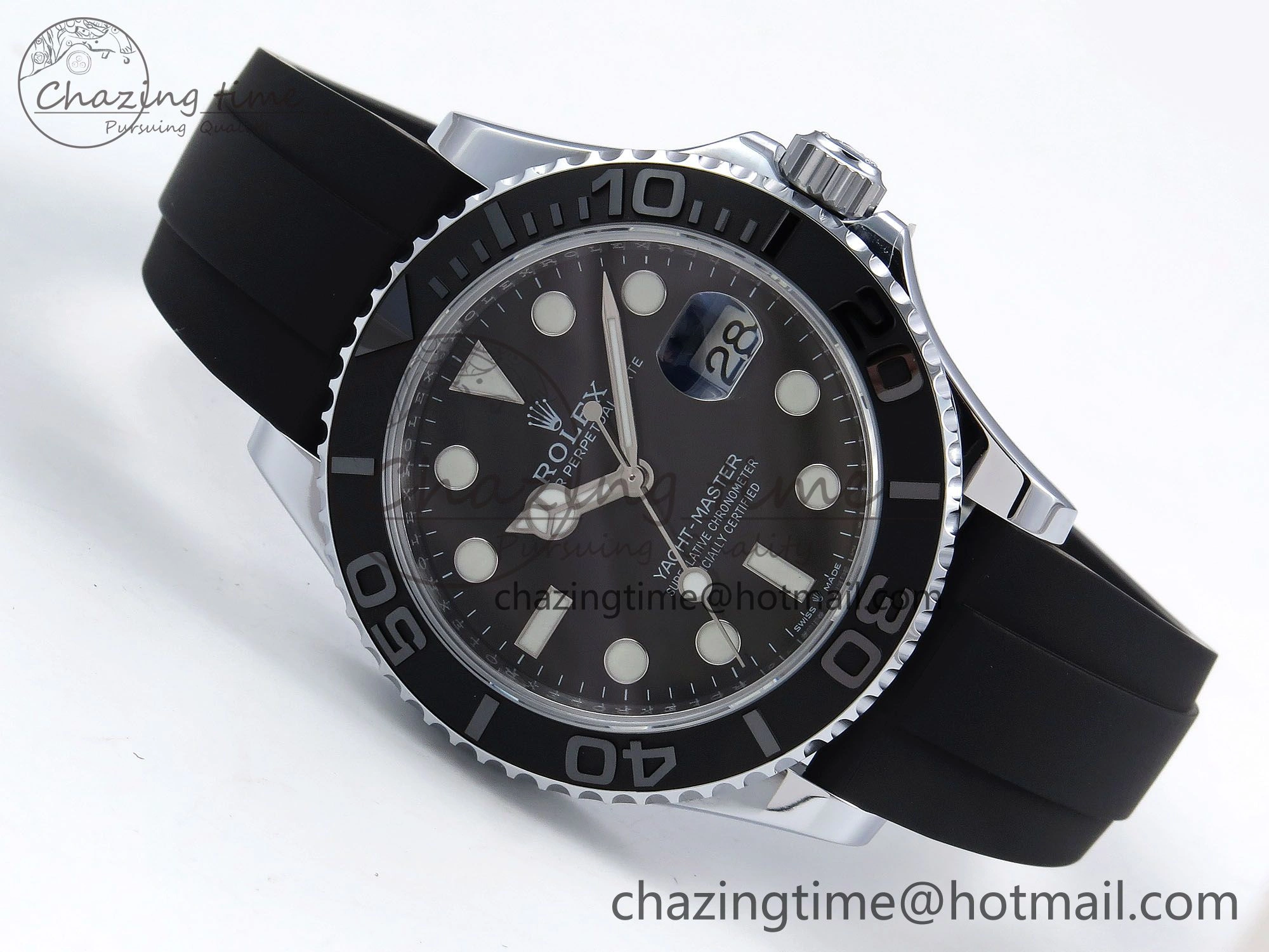 TechFriendly Yacht-Master 226659 SuperF 1:1 Best Edition Black Dial on Oysterflex Strap VR 1341