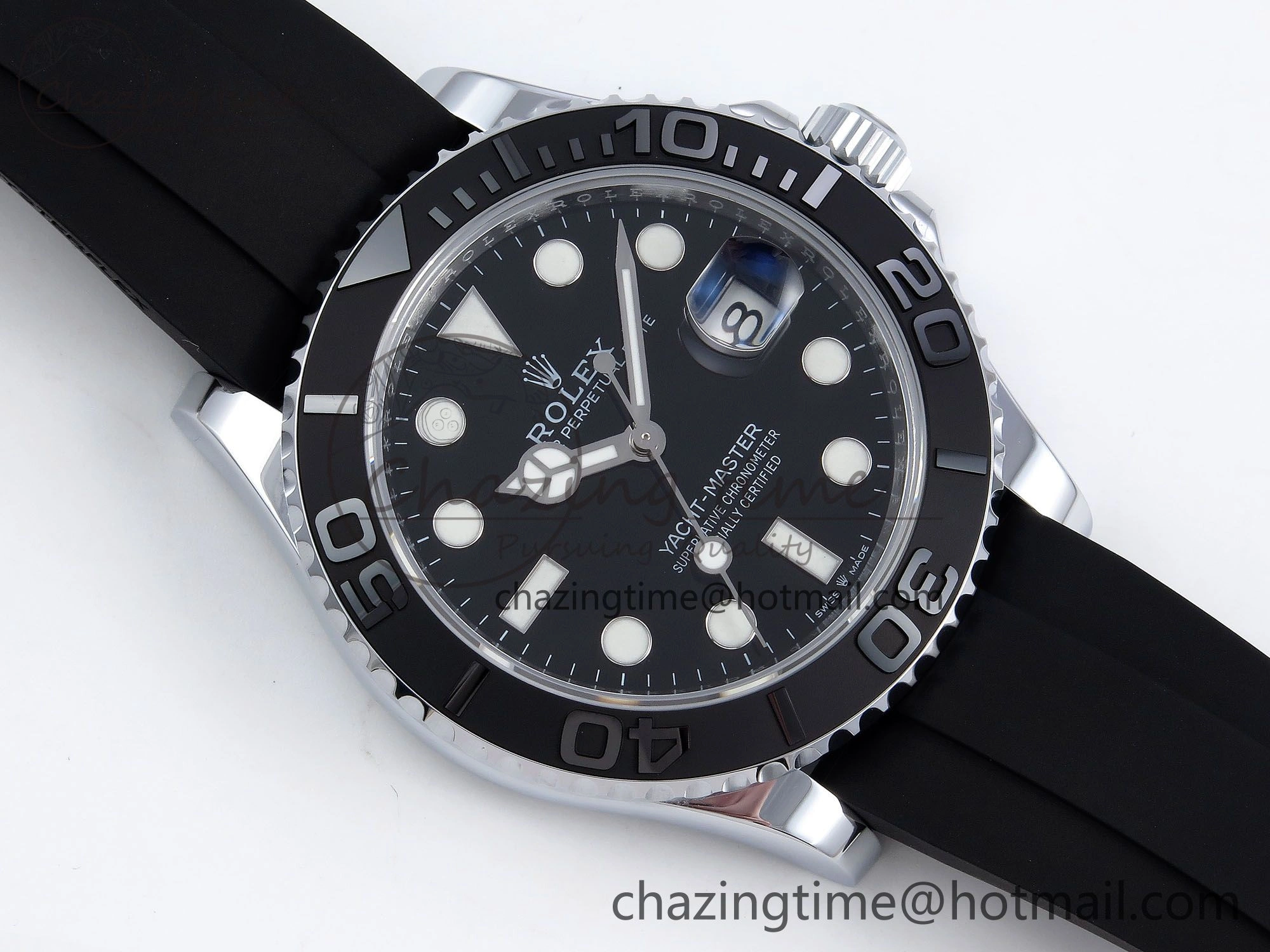TechFriendly Yacht-Master 226659 SuperF 1:1 Best Edition Black Dial on Oysterflex Strap VR 1341