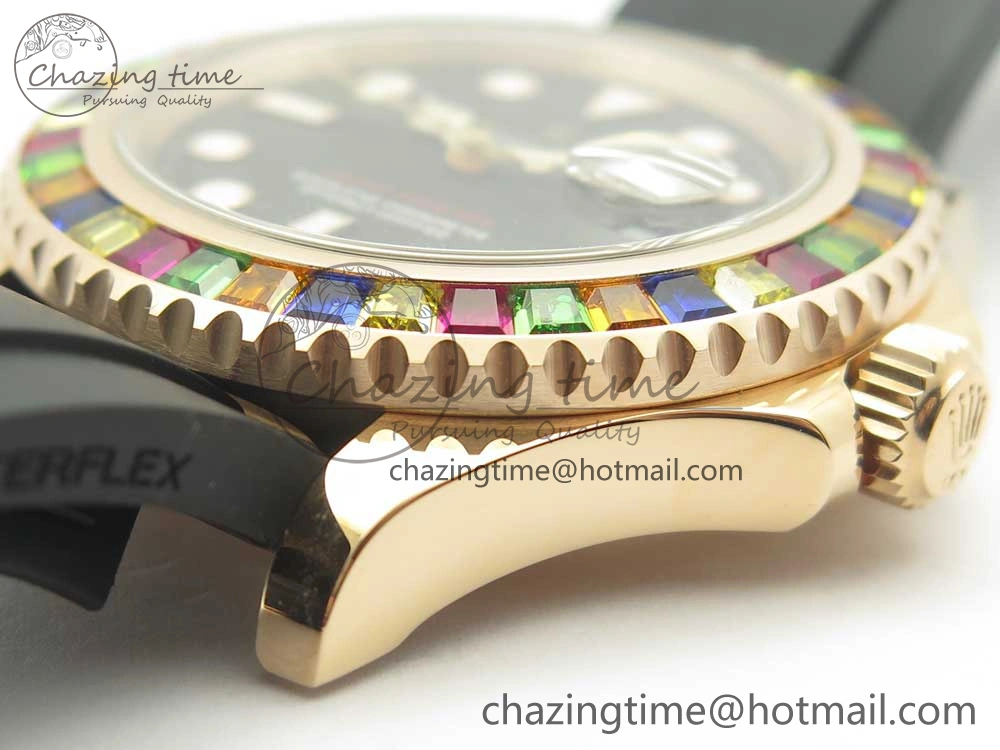 Yacht-Master 40 116695SATS Noob 1:1 Best Edition 904L Case On Black Rubber Strap (Free Extra Strap) DailyWear 3433