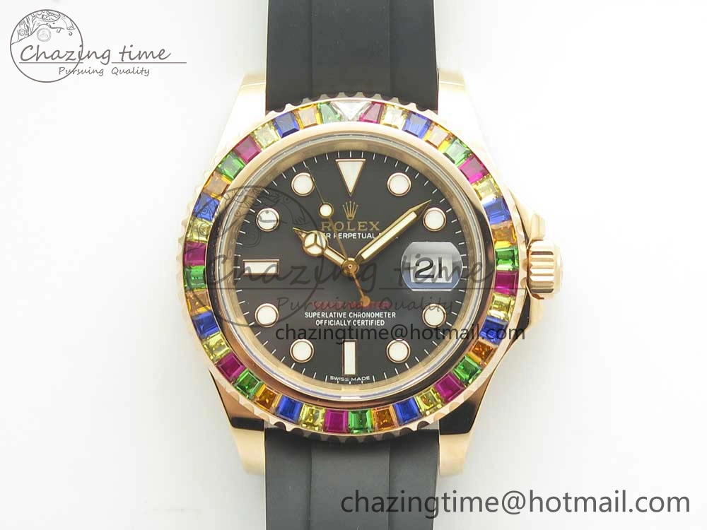 Yacht-Master 40 116695SATS Noob 1:1 Best Edition 904L Case On Black Rubber Strap (Free Extra Strap) DailyWear 3433