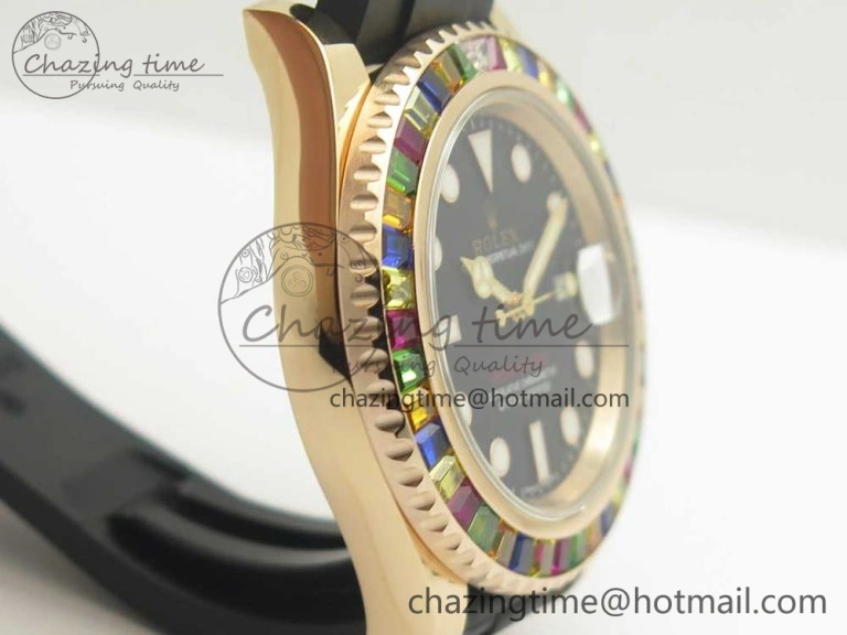 Yacht-Master 40 116695SATS Noob 1:1 Best Edition 904L Case On Black Rubber Strap (Free Extra Strap) DailyWear 3433