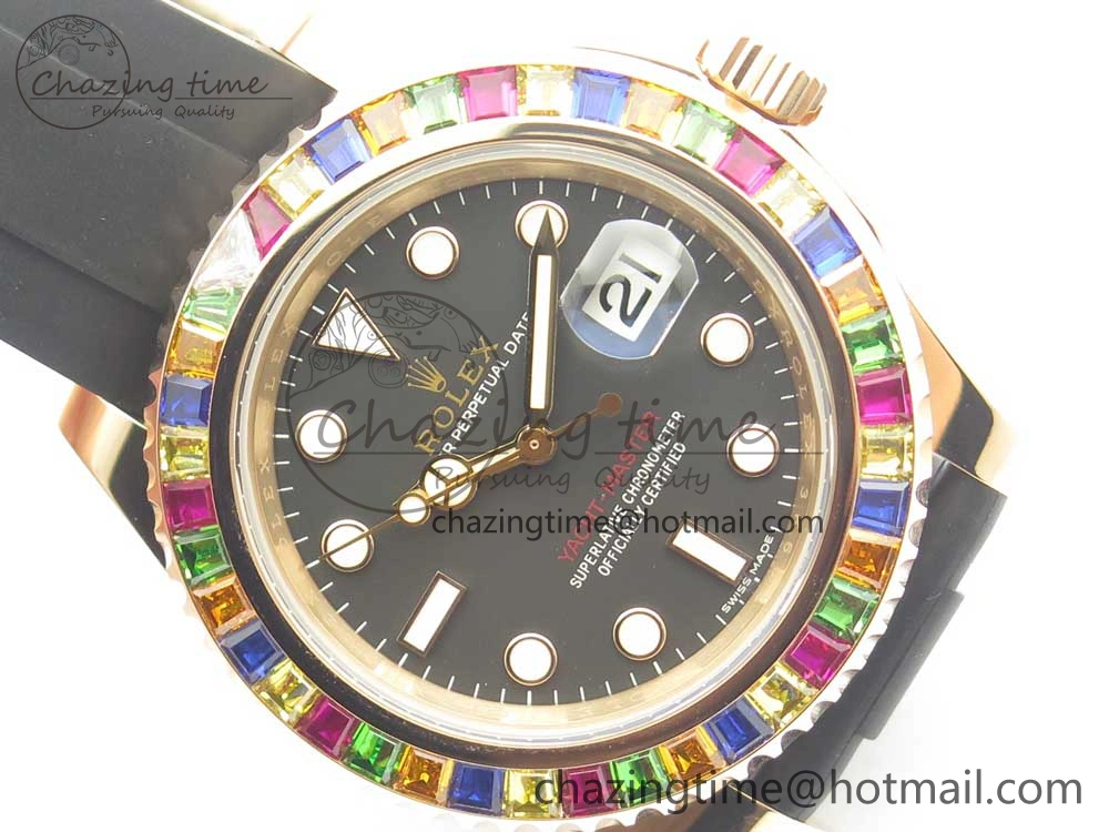 Yacht-Master 40 116695SATS Noob 1:1 Best Edition 904L Case On Black Rubber Strap (Free Extra Strap) DailyWear 3433