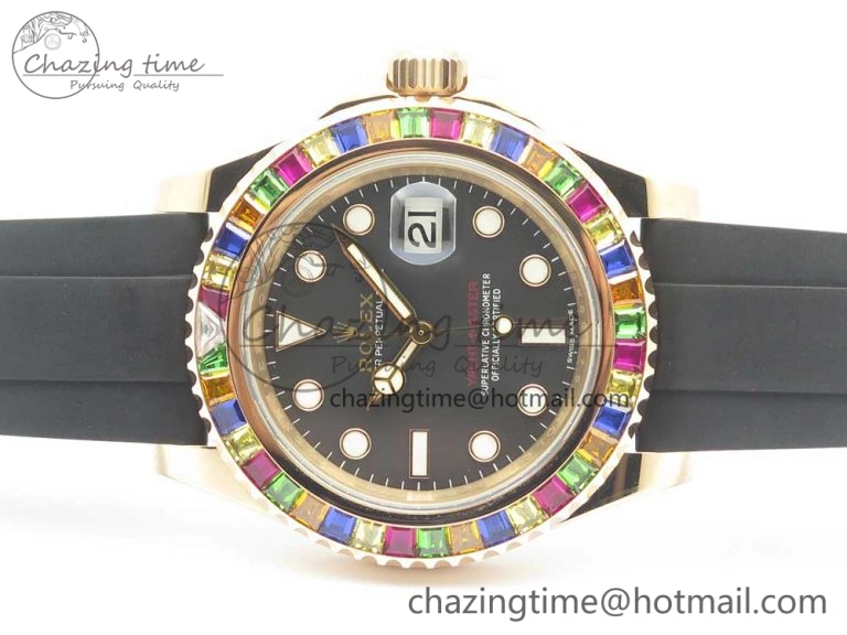 Yacht-Master 40 116695SATS Noob 1:1 Best Edition 904L Case On Black Rubber Strap (Free Extra Strap) DailyWear 3433