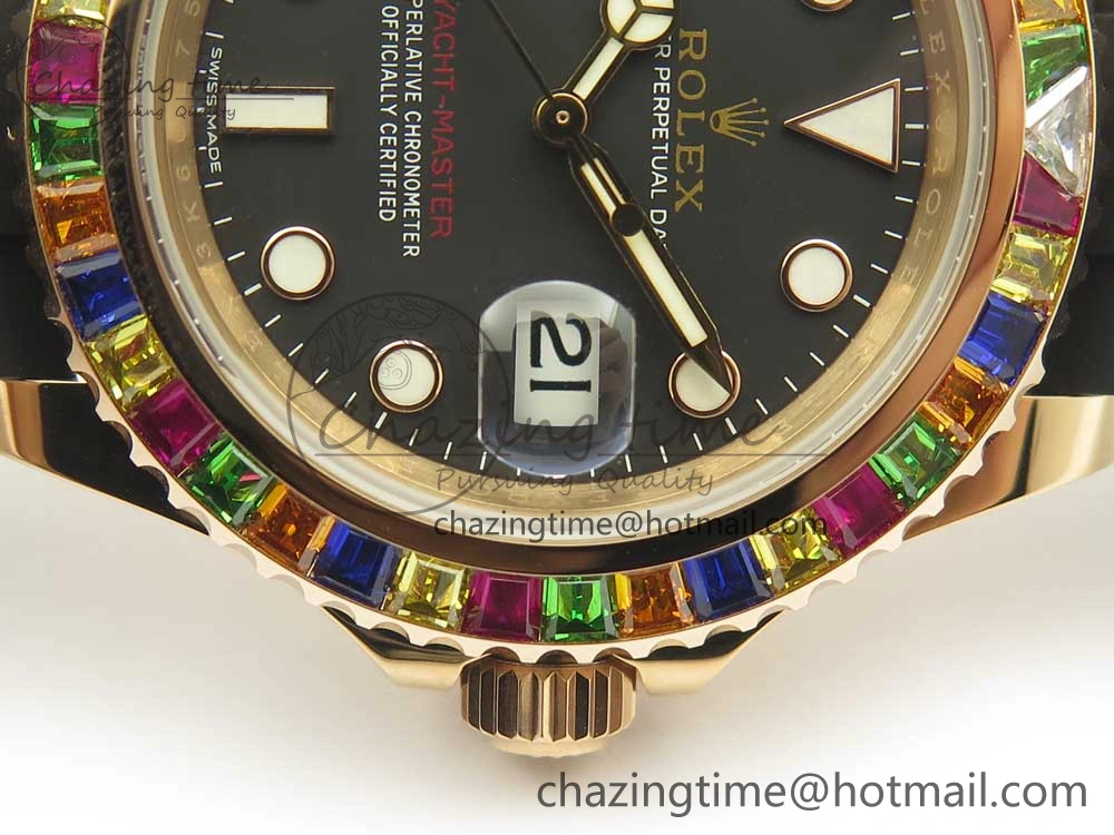 Yacht-Master 40 116695SATS Noob 1:1 Best Edition 904L Case On Black Rubber Strap (Free Extra Strap) DailyWear 3433