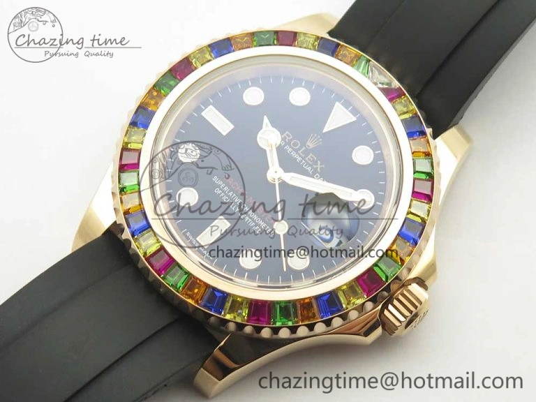 Yacht-Master 40 116695SATS Noob 1:1 Best Edition 904L Case On Black Rubber Strap (Free Extra Strap) DailyWear 3433