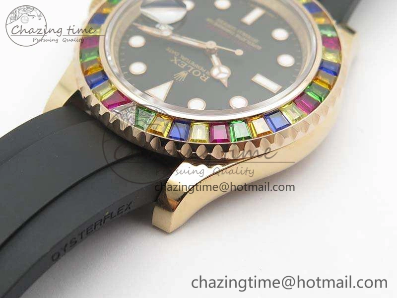 QuickDry Yacht-Master 40mm 116695SATS BP Maker Best Edition Crystal Bezel On Black Rubber Strap A 3557