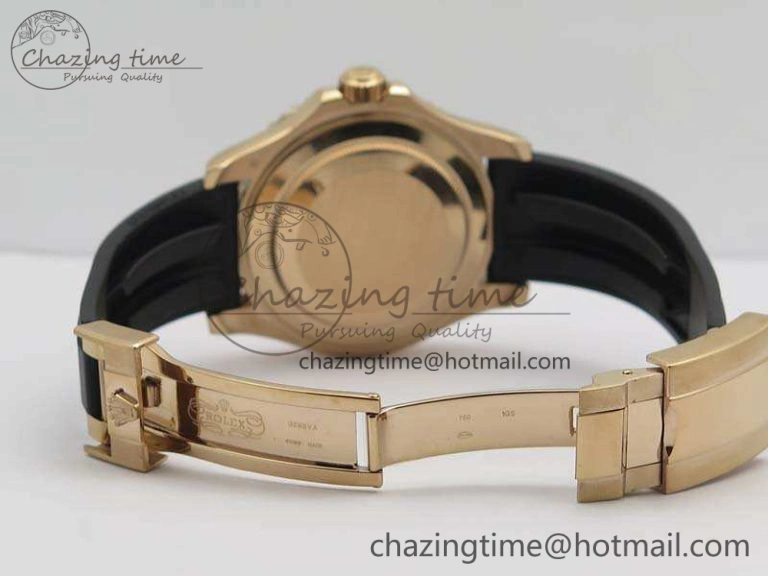 Yacht-Master 40mm 116695SATS BP Maker Best Edition Crystal Bezel On Black Rubber Strap Swiss ETA Supportive 3555