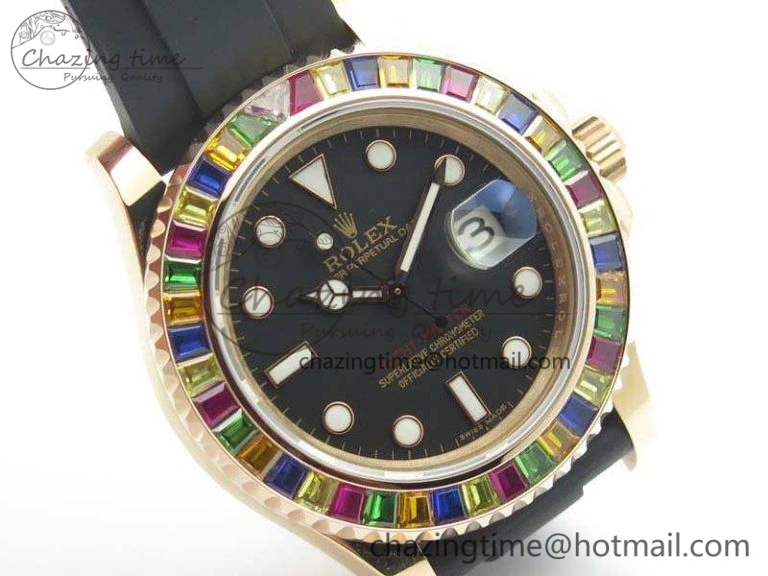 Yacht-Master 40mm 116695SATS BP Maker Best Edition Crystal Bezel On Black Rubber Strap Swiss ETA Supportive 3555
