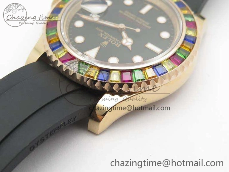 Yacht-Master 40mm 116695SATS BP Maker Best Edition Crystal Bezel On Black Rubber Strap Swiss ETA Supportive 3555