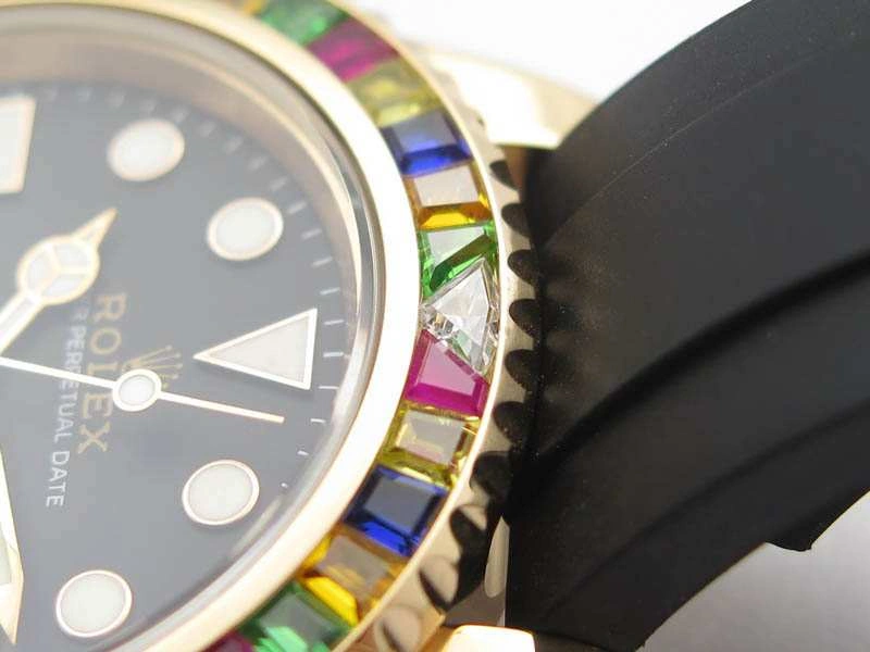 Durable Yacht-Master 40mm 116695SATS Noob 1:1 Best Edition On Black Rubber Strap A2836 (Free Extra Strap) 3567