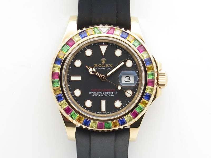 Durable Yacht-Master 40mm 116695SATS Noob 1:1 Best Edition On Black Rubber Strap A2836 (Free Extra Strap) 3567