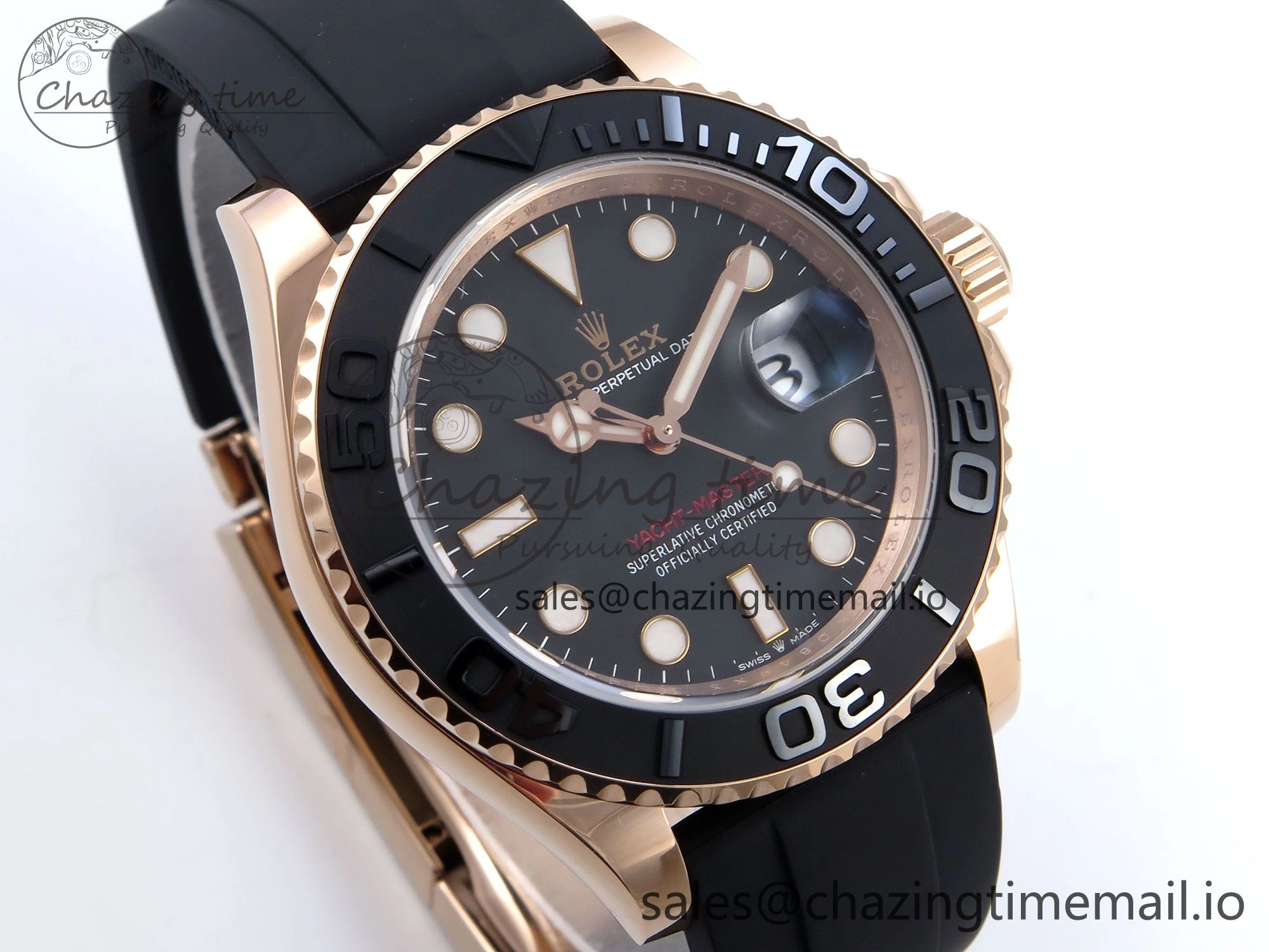 Reliable Yacht-Master RG 126655 QF+ 1:1 Best Edition Black Dial on Oysterflex Strap VR 949