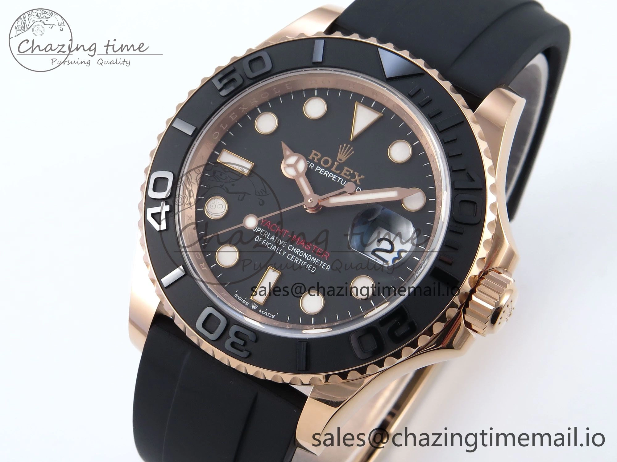 Reliable Yacht-Master RG 126655 QF+ 1:1 Best Edition Black Dial on Oysterflex Strap VR 949