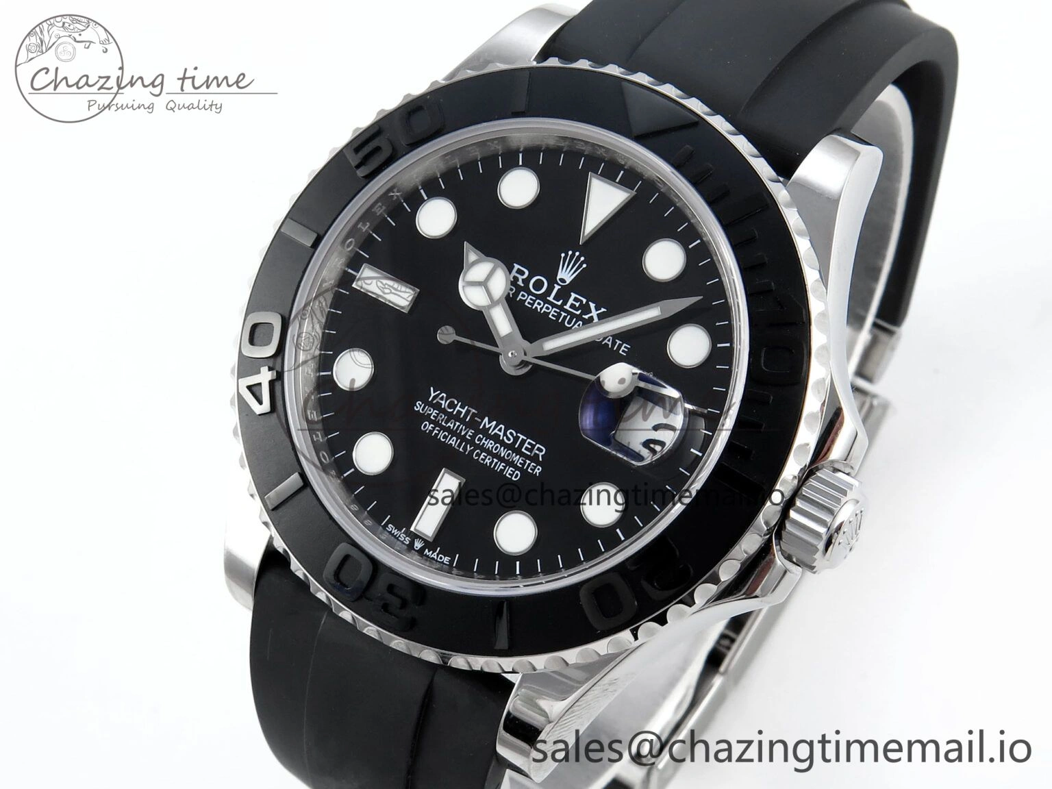 Contemporary Yacht-Master SS 226659 QF+ 1:1 Best Edition Black Dial on Oysterflex Strap VR 650