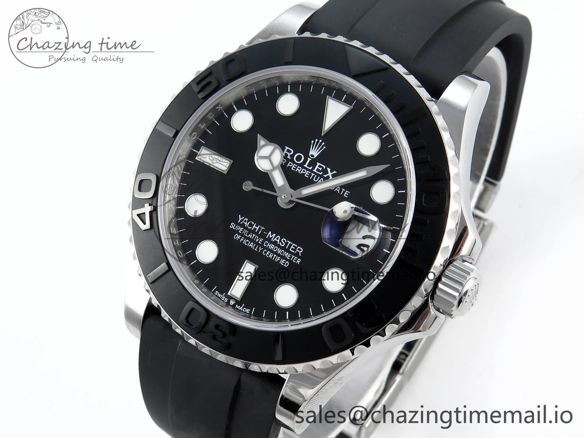 Contemporary Yacht-Master SS 226659 QF+ 1:1 Best Edition Black Dial on Oysterflex Strap VR 650