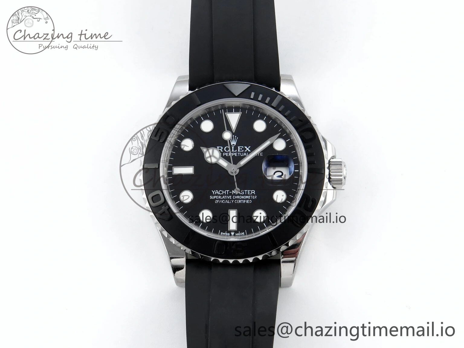 Contemporary Yacht-Master SS 226659 QF+ 1:1 Best Edition Black Dial on Oysterflex Strap VR 650