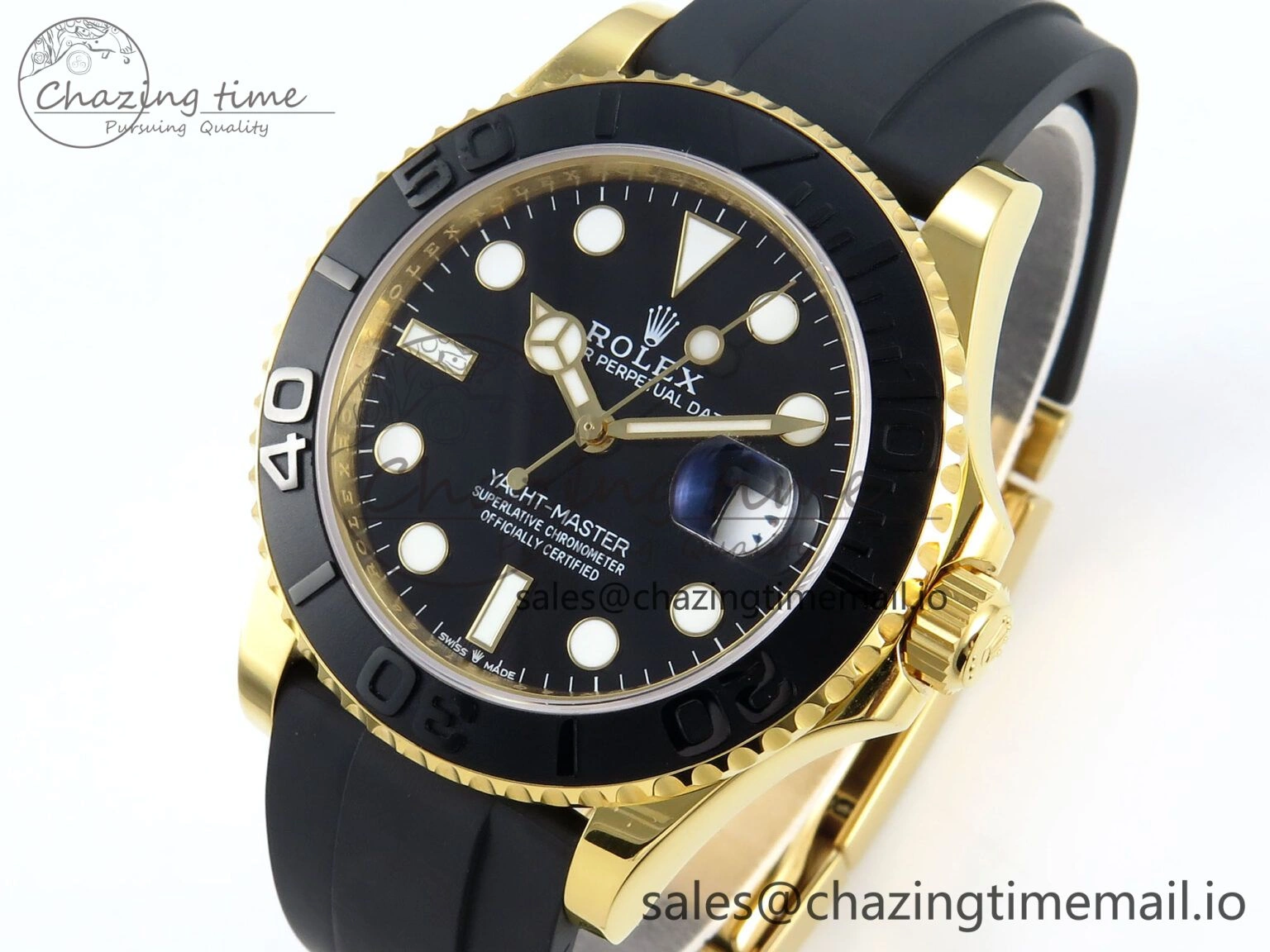 Casual Yacht-Master YG 226658 QF+ 1:1 Best Edition Black Dial on Oysterflex Strap VR 651