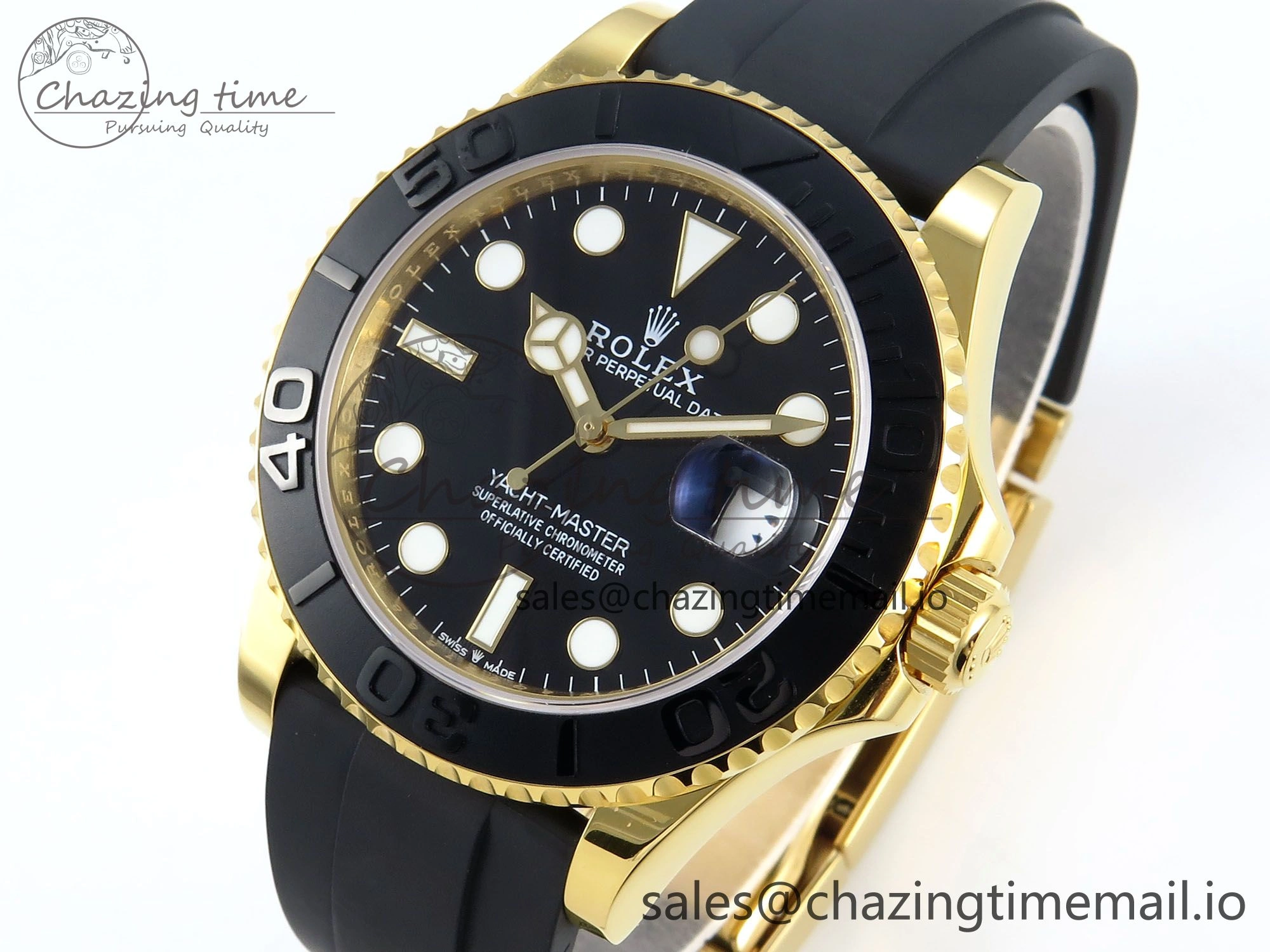Casual Yacht-Master YG 226658 QF+ 1:1 Best Edition Black Dial on Oysterflex Strap VR 651