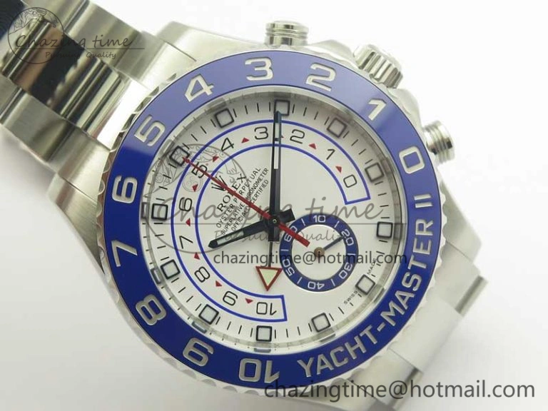 YachtMaster II 116680 SS JF 1:1 Best Edition White Dial Blue Ceramic Bezel on SS Bracelet A7750 V AllSeason 3399