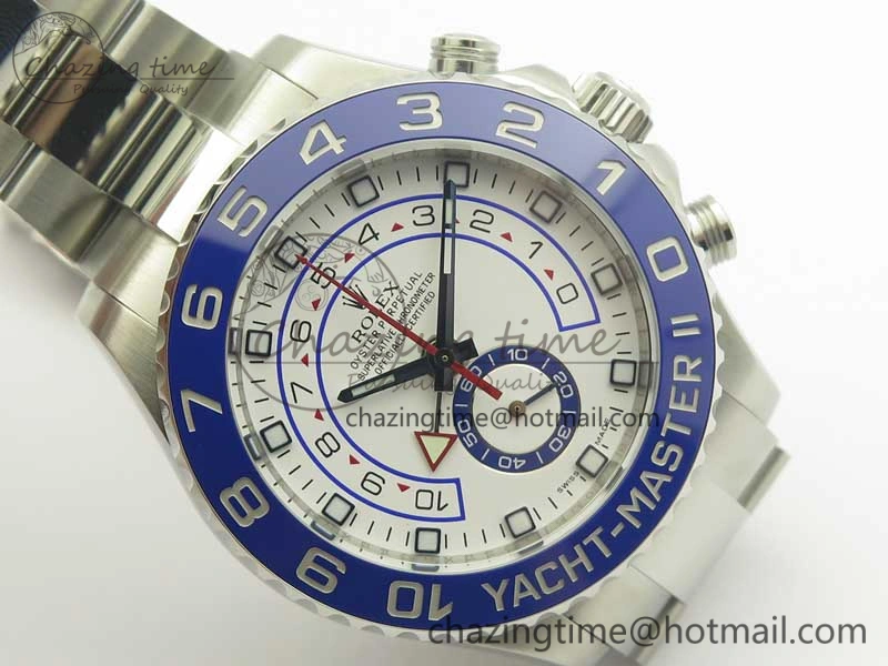 YachtMaster II 116680 SS JF 1:1 Best Edition White Dial Blue Ceramic Bezel on SS Bracelet A7750 V AllSeason 3399