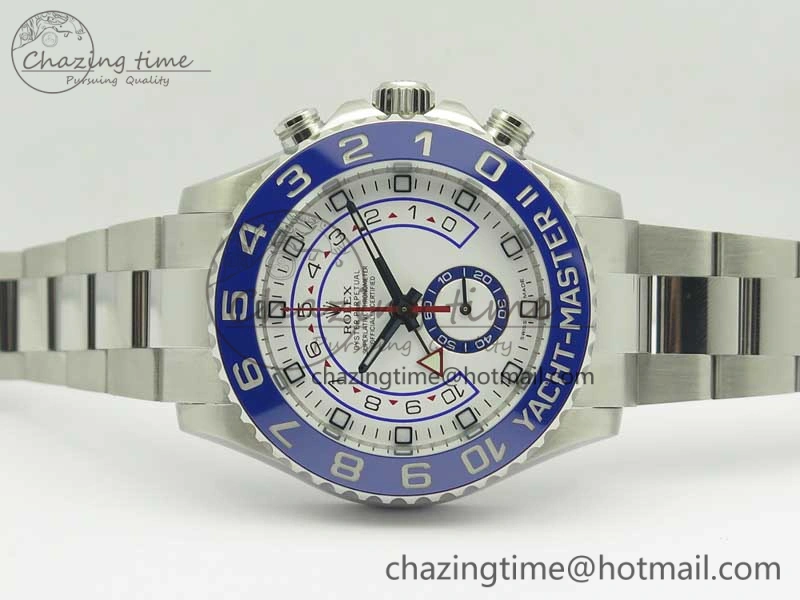 YachtMaster II 116680 SS JF 1:1 Best Edition White Dial Blue Ceramic Bezel on SS Bracelet A7750 V AllSeason 3399