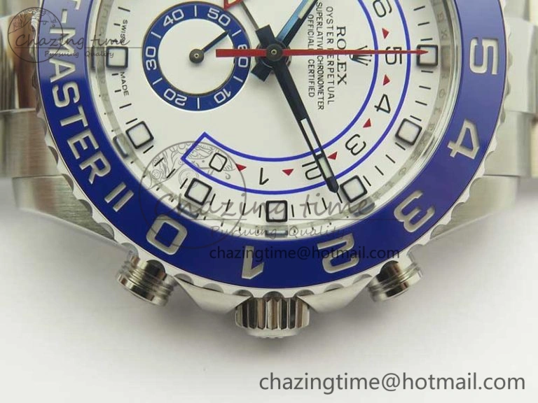 YachtMaster II 116680 SS JF 1:1 Best Edition White Dial Blue Ceramic Bezel on SS Bracelet A7750 V AllSeason 3399