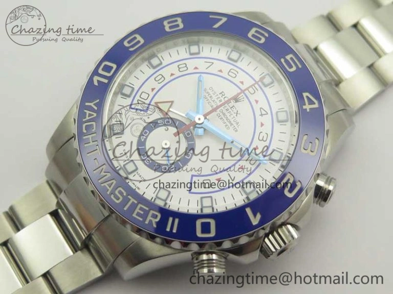 YachtMaster II 116680 SS JF 1:1 Best Edition White Dial Blue Ceramic Bezel on SS Bracelet A7750 V AllSeason 3399