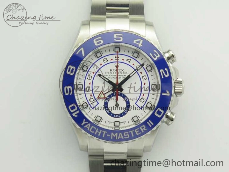YachtMaster II 116680 SS JF 1:1 Best Edition White Dial Blue Ceramic Bezel on SS Bracelet A7750 V AllSeason 3399