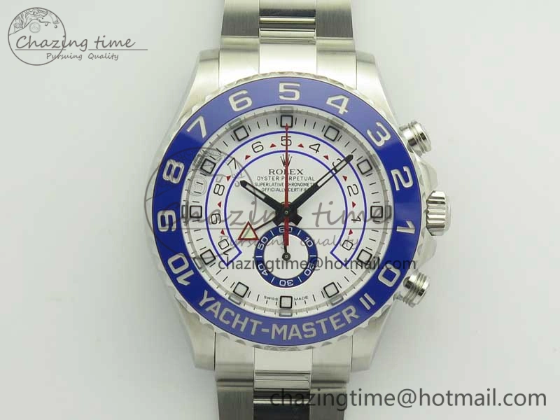 YachtMaster II 116680 SS JF 1:1 Best Edition White Dial Blue Ceramic Bezel on SS Bracelet A7750 V AllSeason 3399