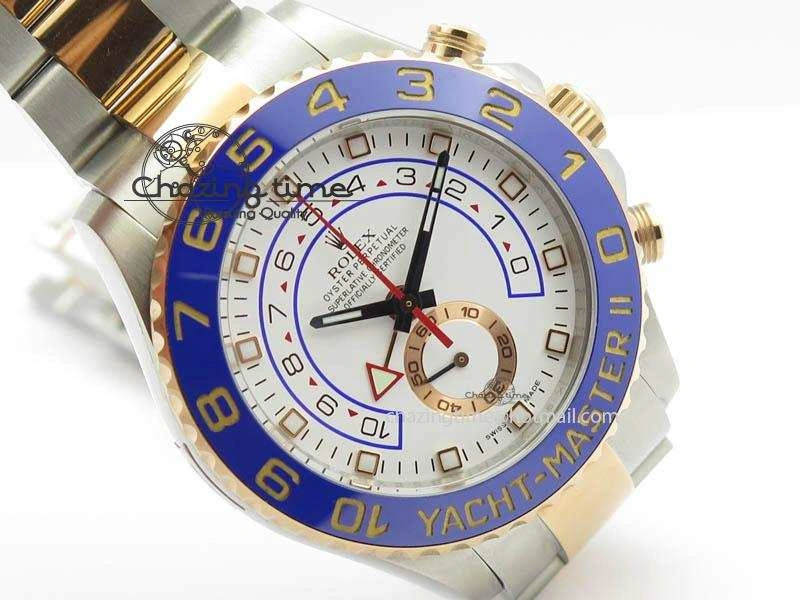 Trendy YachtMaster II 116681 SS RG Blue Ceramic JF 1:1 Best Edition On SS RG Bracelet A 3616