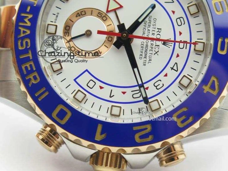 Trendy YachtMaster II 116681 SS RG Blue Ceramic JF 1:1 Best Edition On SS RG Bracelet A 3616
