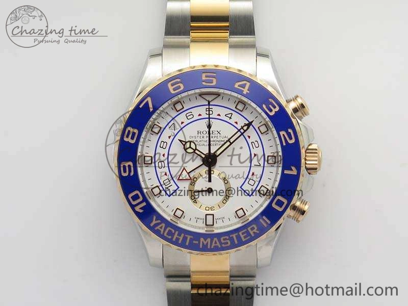 YachtMaster II 116681 SS RG Blue Ceramic New Version Dial JF 1:1 Best Edition On SS RG Bracelet A Breathable 3514