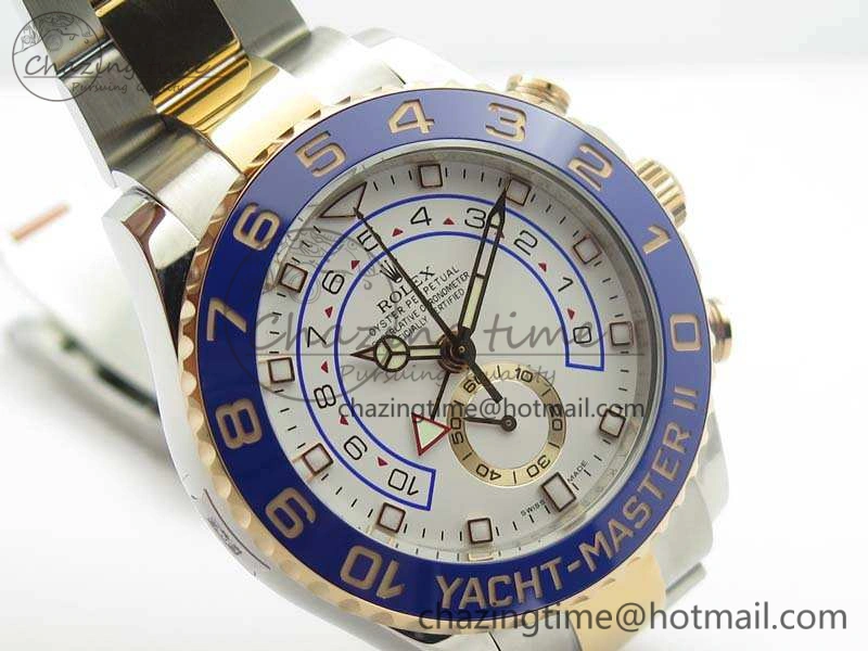 YachtMaster II 116681 SS RG Blue Ceramic New Version Dial JF 1:1 Best Edition On SS RG Bracelet A Breathable 3514