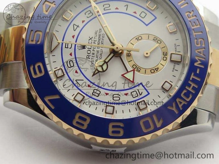 YachtMaster II 116681 SS RG Blue Ceramic New Version Dial JF 1:1 Best Edition On SS RG Bracelet A Breathable 3514