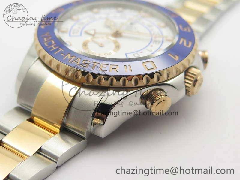 YachtMaster II 116681 SS RG Blue Ceramic New Version Dial JF 1:1 Best Edition On SS RG Bracelet A Breathable 3514