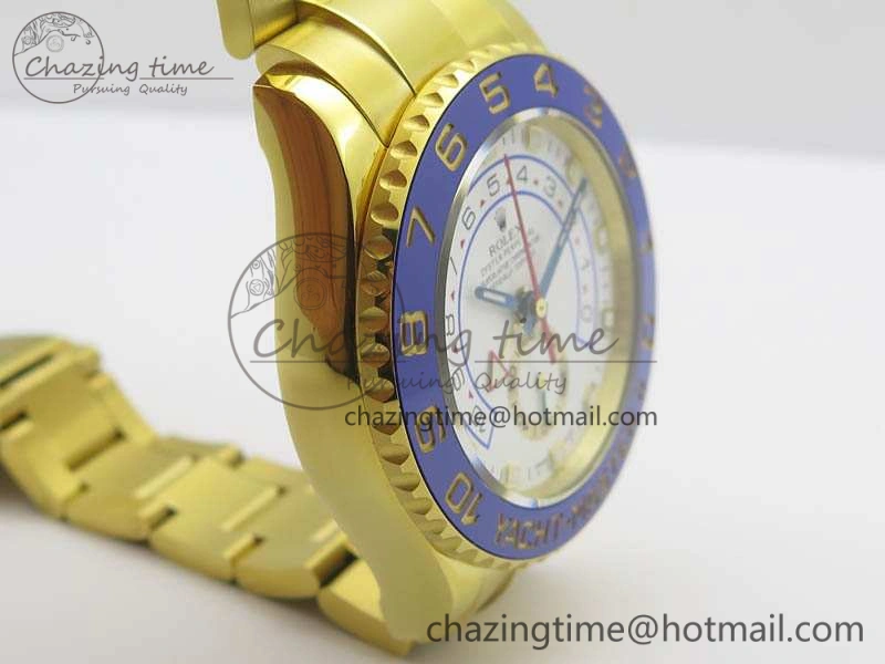 Durable YachtMaster II 116688 YG JF 1:1 Best Edition White Dial Blue Ceramic Bezel On YG Bracelet A 3577