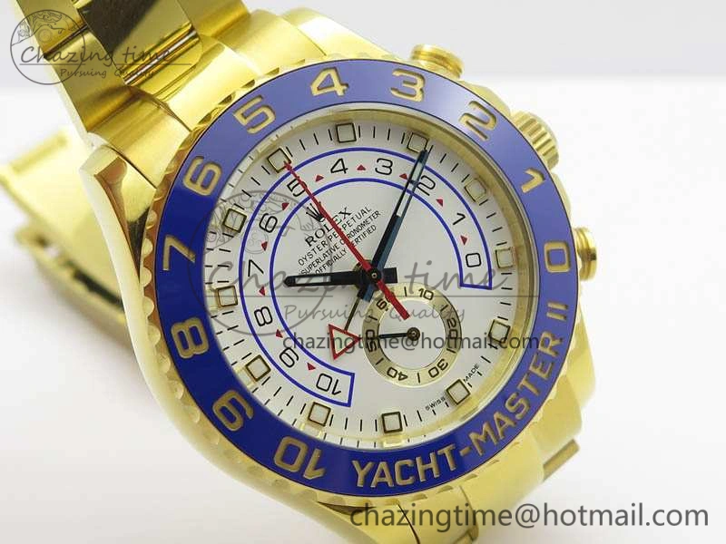 Durable YachtMaster II 116688 YG JF 1:1 Best Edition White Dial Blue Ceramic Bezel On YG Bracelet A 3577