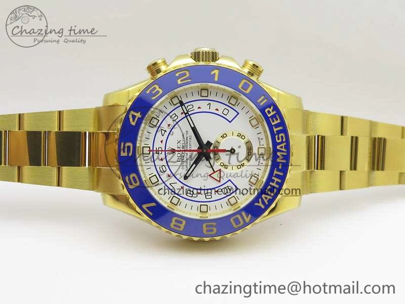 Durable YachtMaster II 116688 YG JF 1:1 Best Edition White Dial Blue Ceramic Bezel On YG Bracelet A 3577