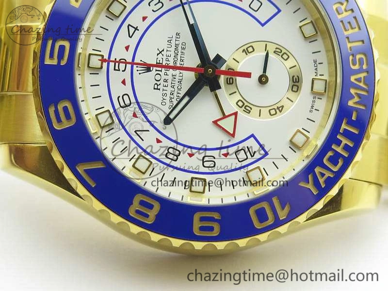 Durable YachtMaster II 116688 YG JF 1:1 Best Edition White Dial Blue Ceramic Bezel On YG Bracelet A 3577