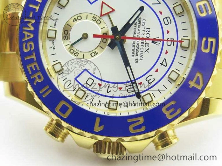 Durable YachtMaster II 116688 YG JF 1:1 Best Edition White Dial Blue Ceramic Bezel On YG Bracelet A 3577