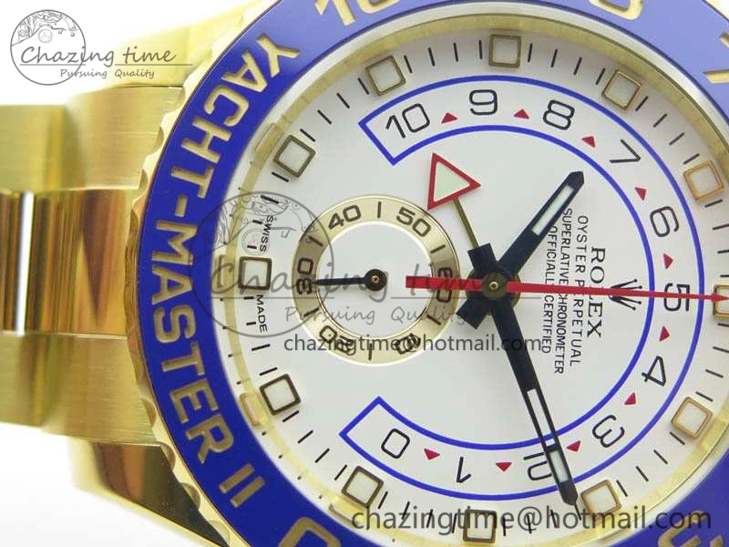 Durable YachtMaster II 116688 YG JF 1:1 Best Edition White Dial Blue Ceramic Bezel On YG Bracelet A 3577