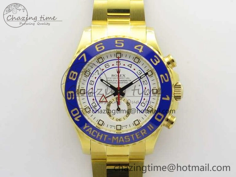Durable YachtMaster II 116688 YG JF 1:1 Best Edition White Dial Blue Ceramic Bezel On YG Bracelet A 3577