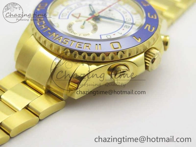 Durable YachtMaster II 116688 YG JF 1:1 Best Edition White Dial Blue Ceramic Bezel On YG Bracelet A 3577