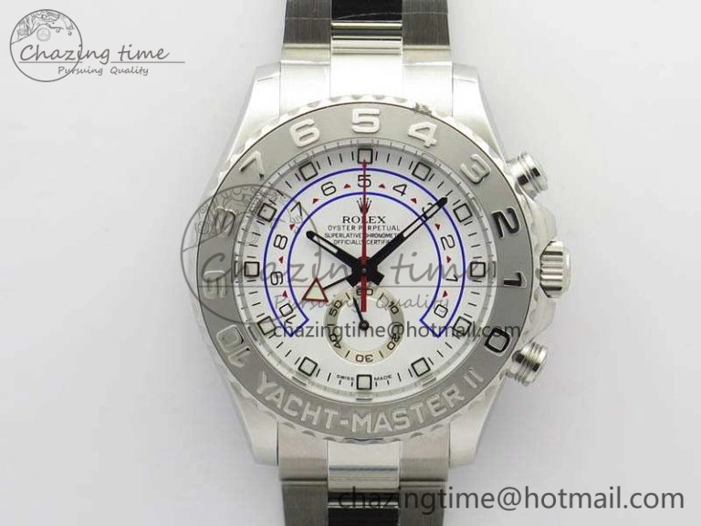 Breathable YachtMaster II 116689 SS JF 1:1 Best Edition White Dial Blue On SS Bracelet A 3578