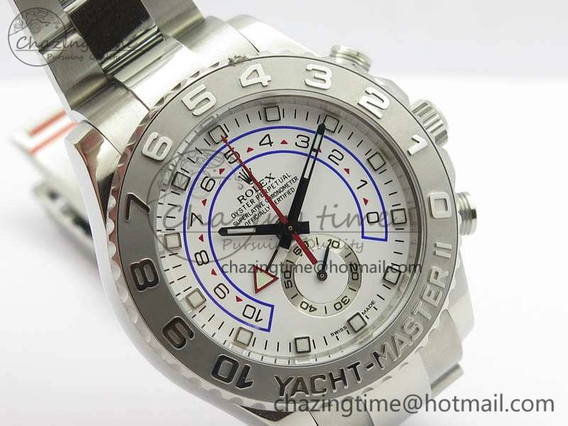 Breathable YachtMaster II 116689 SS JF 1:1 Best Edition White Dial Blue On SS Bracelet A 3578